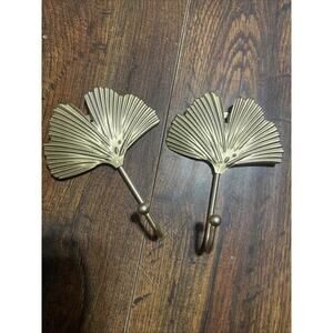 Set 2 Unique artistic style Gold Leaf Wall Hook Feather Coat Bag Hook Art Decor